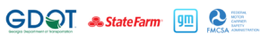 Logos of Georgia Sponsors - Georgia Department of Transportation, State Farm, General Motors, and Federal Motor Carrier Safety Administration.